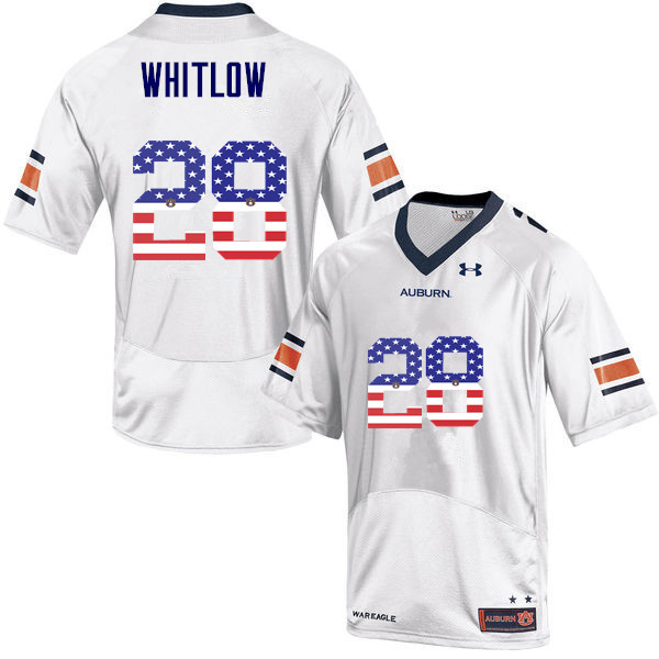 Auburn Tigers Men's JaTarvious Whitlow #28 White Under Armour Stitched College USA Flag Fashion NCAA Authentic Football Jersey HFU1474WC